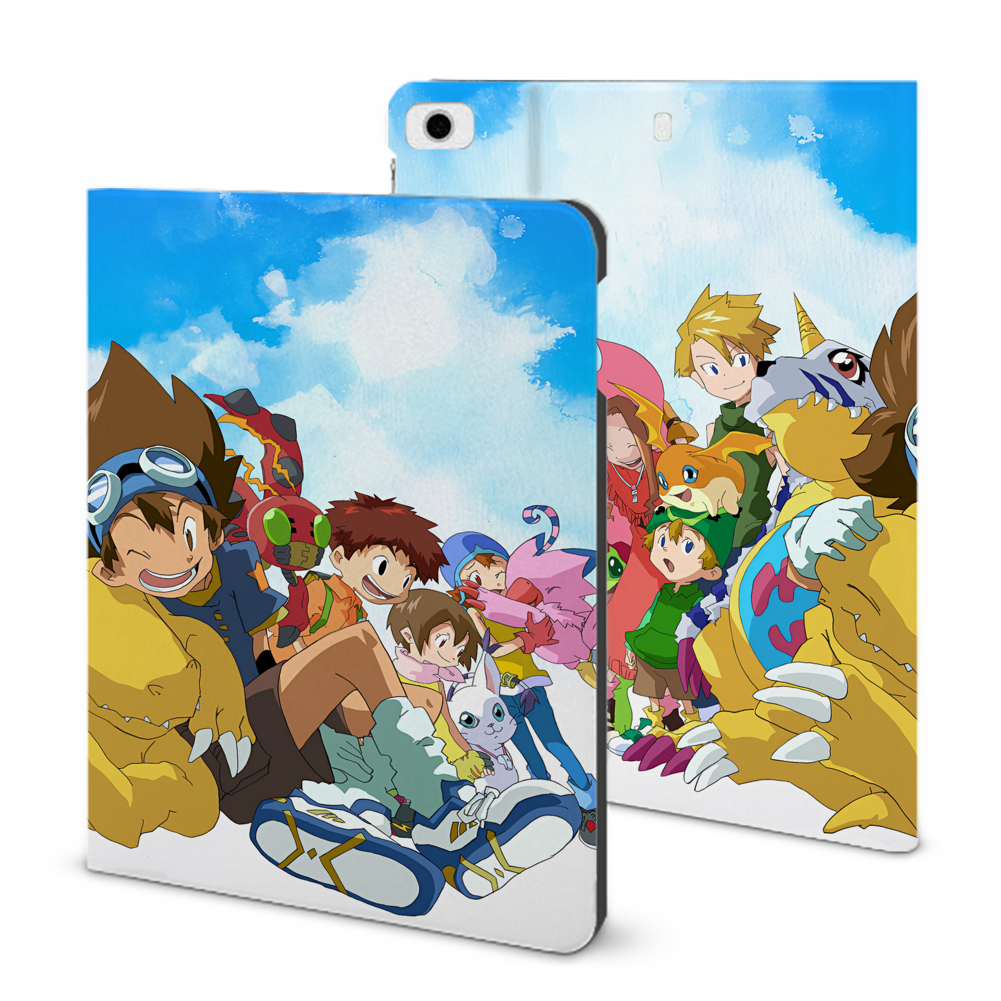 （画像用） Digimon デジタルモンスター/デジモン IPad ケース ブック型 PUレザー TPU 耐衝撃 軽量 薄型 ペン収納なし 全面保護 IPad 各モデル対応